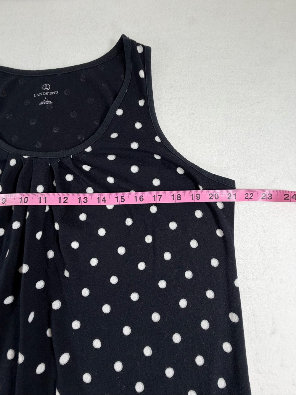 Lands’ End Polka Dot Swing Tank Top Women’s Large 14-16 Black White Cotton - Picture 4 of 5